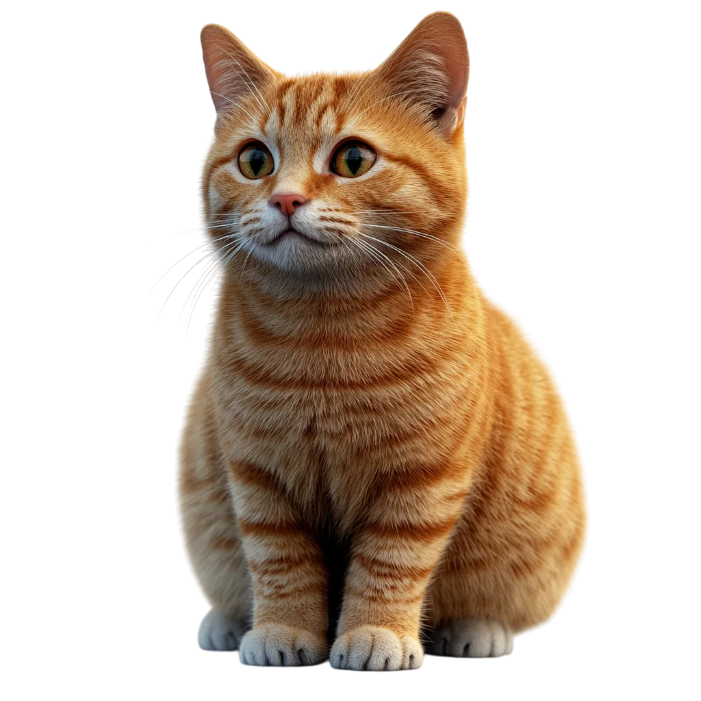 Realistic Brown Tabby Cat Sitting Free PNG Image