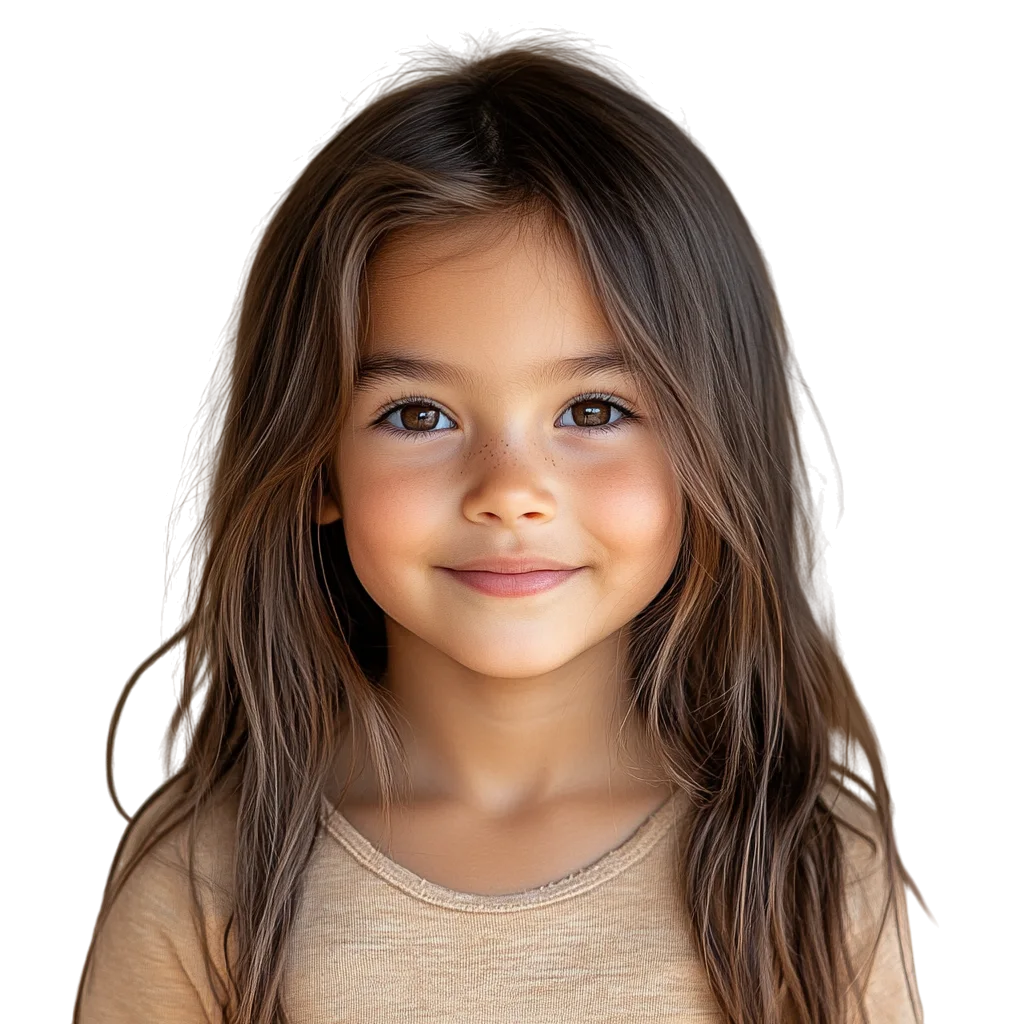 Charming Brunette Girl Smiling Portrait Free PNG