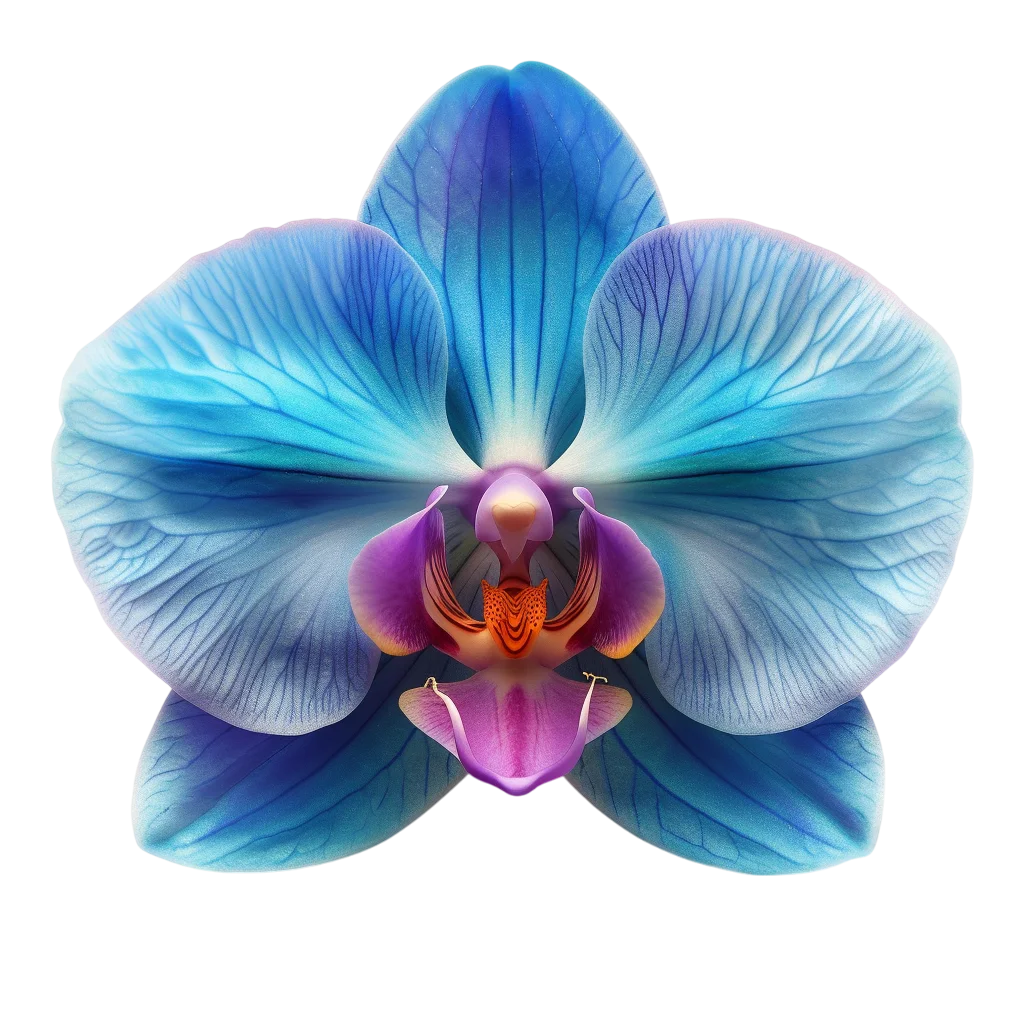 Vibrant Cyan Blue Orchid Flower Blossom Free PNG