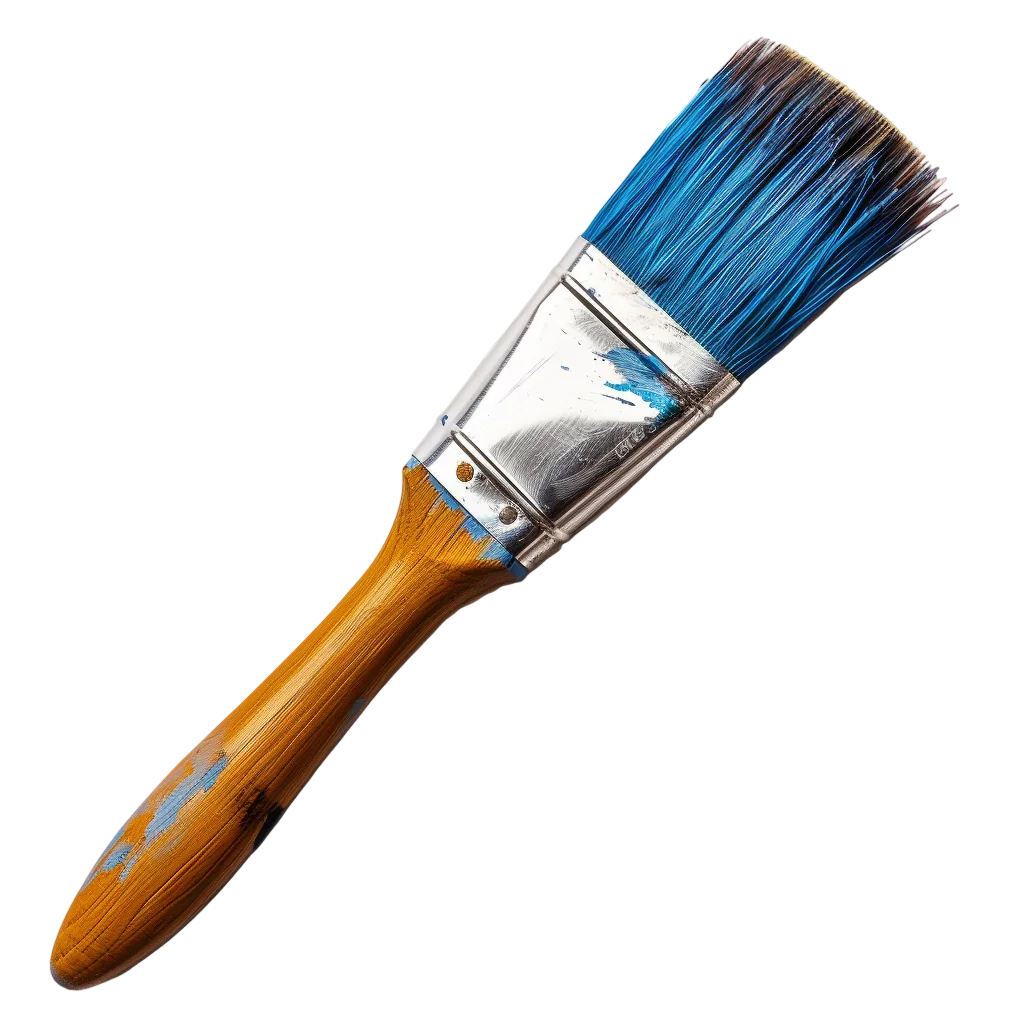 Paintbrush Dipped in Blue Paint Tip Free PNG Cutout