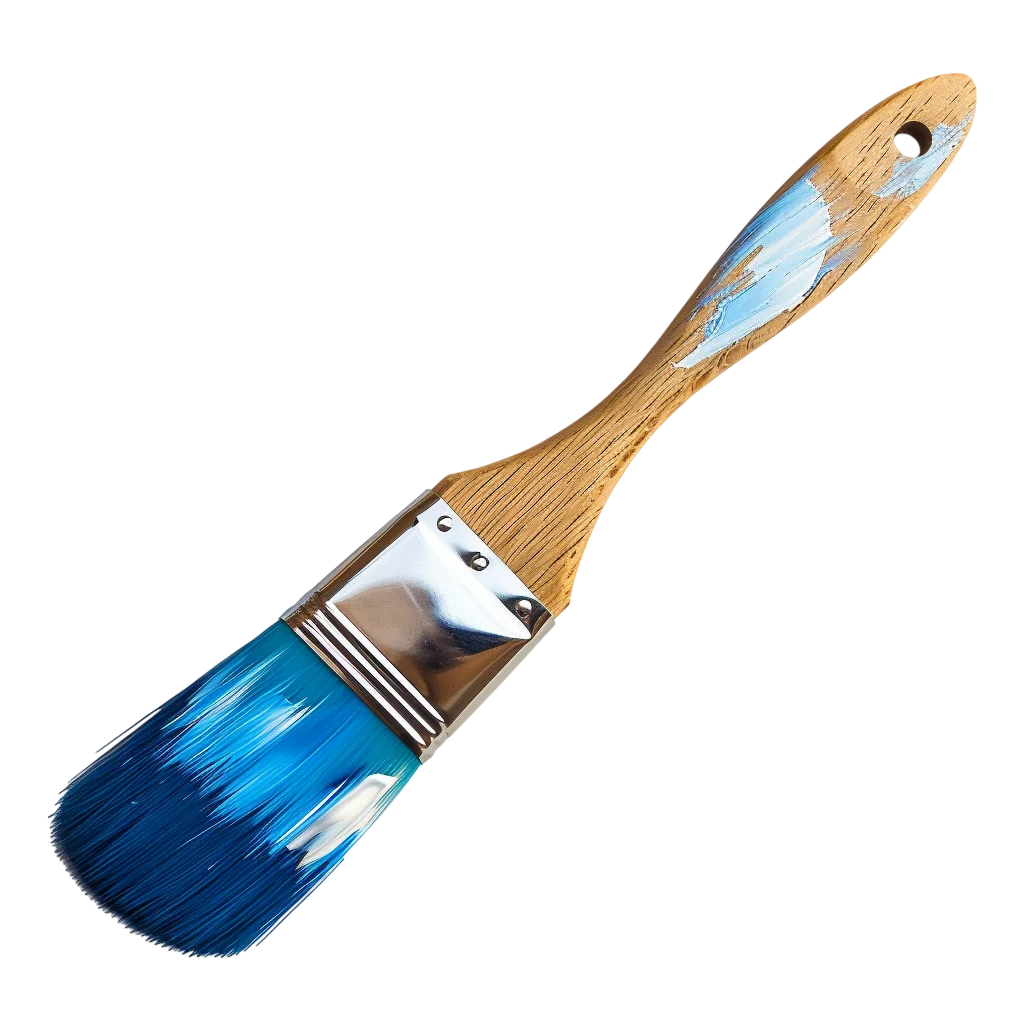 Artist Paintbrush with Wet Blue Paint Free PNG Cutout
