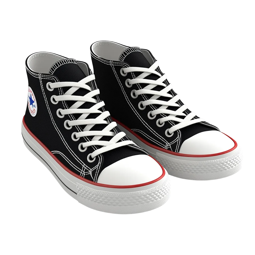 Pair of Black Canvas High Top Sneakers Free PNG Cutout