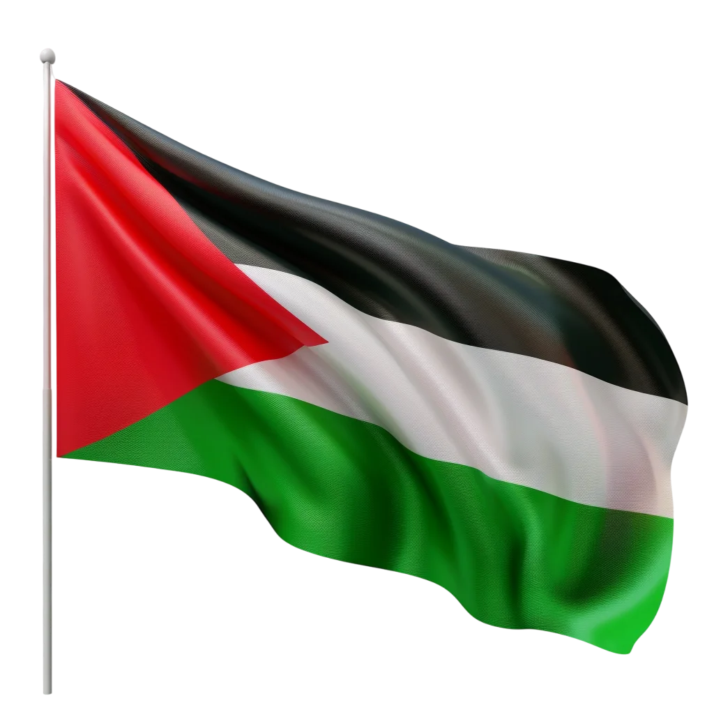 Waving Palestine Country Flag on Pole Free PNG Cutout