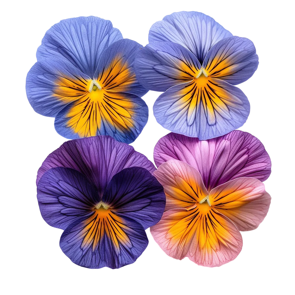 Purple and Orange Viola Pansy Flowers Free PNG Cutout