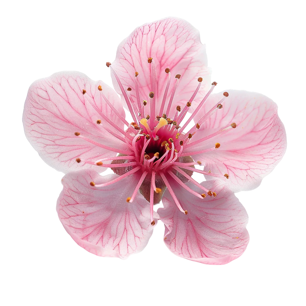 Pink Cherry Blossom Flower Top View Free PNG Cutout