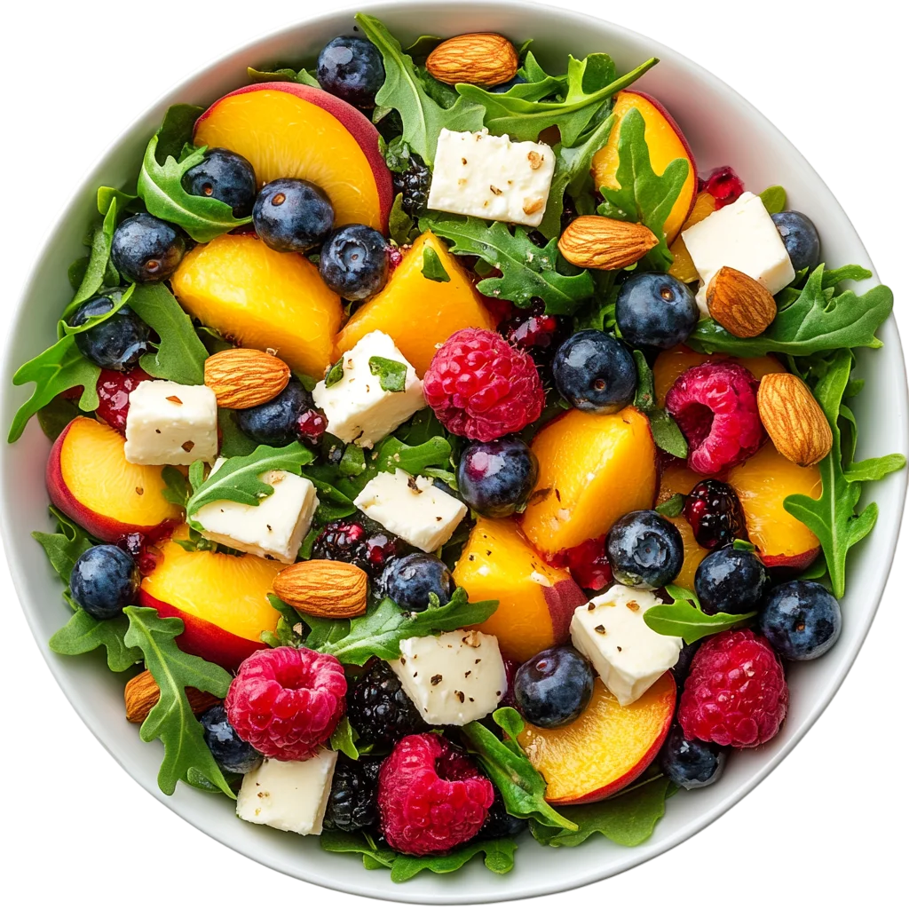 Fresh Summer Berry and Peach Salad Free PNG Cutout