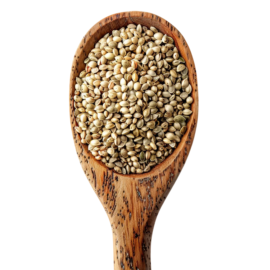 Raw Quinoa Grains in Wooden Spoon Free PNG Cutout