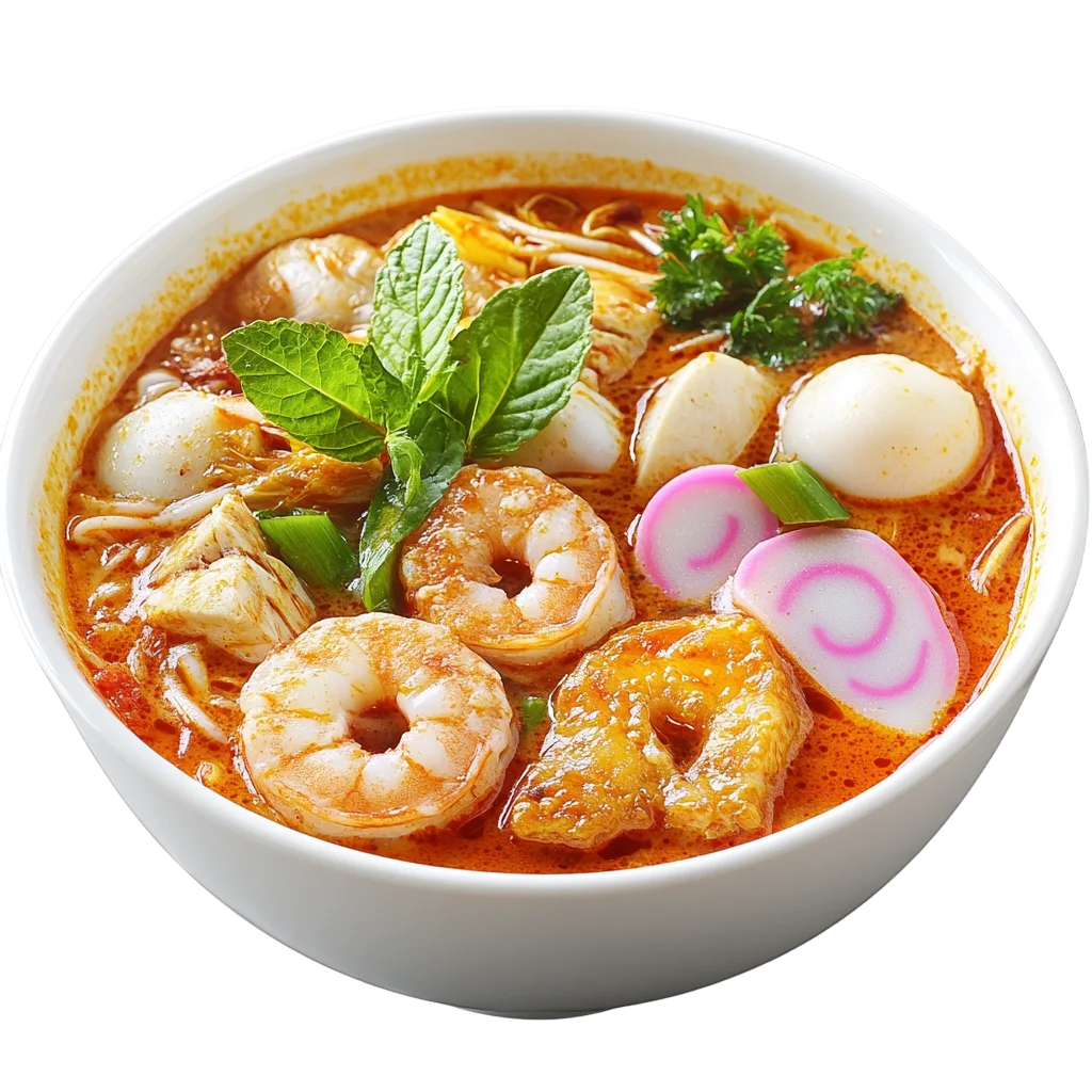 Spicy Asian Seafood Noodle Soup Free PNG Cutout