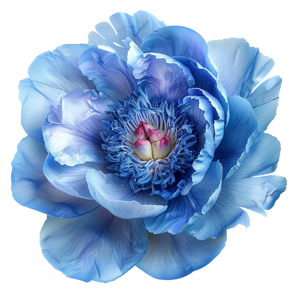 Blue Peony Flower Head Blossom Free PNG Cutout