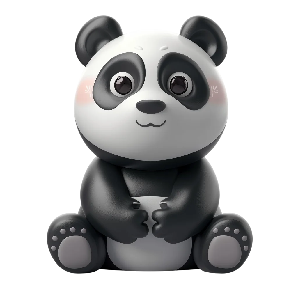 Cute 3D Baby Panda Sitting Down Free PNG Cutout