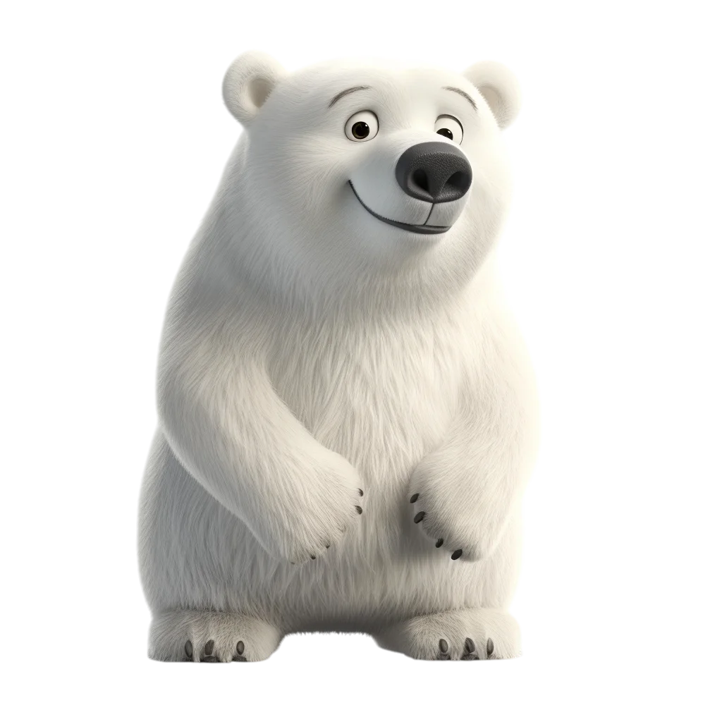 Chubby 3D White Polar Bear Sitting Free PNG Cutout