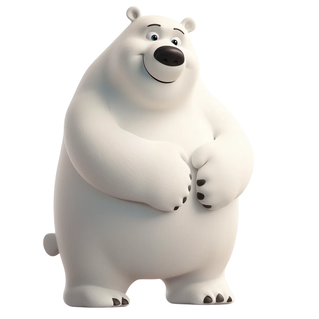 Cute 3D Polar Bear Standing Free PNG Cutout
