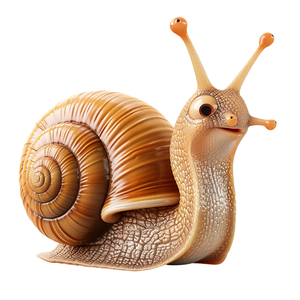 Realistic 3D Garden Snail with Shell Free PNG Cutout