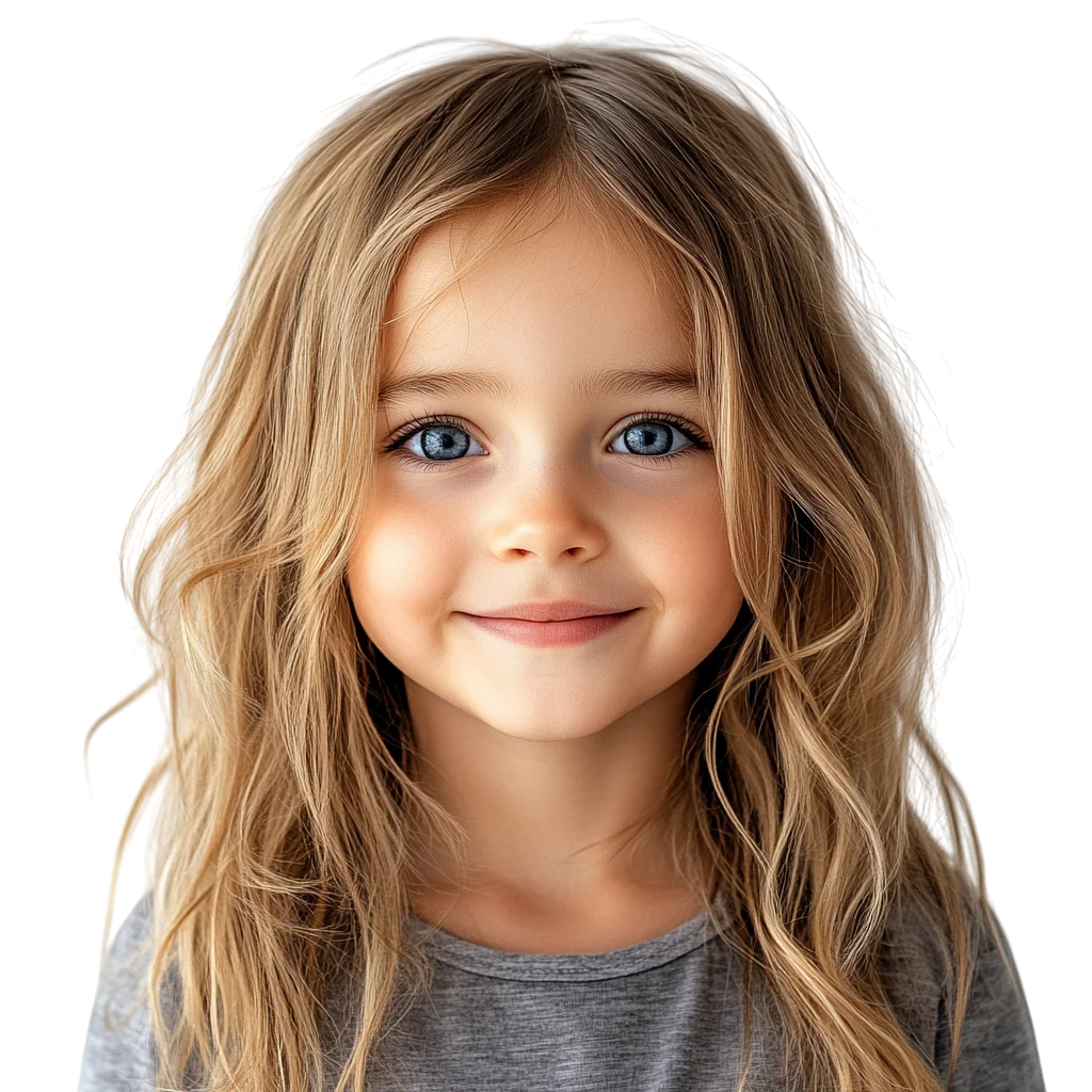 Cute Blonde Girl with Long Wavy Hair Free PNG