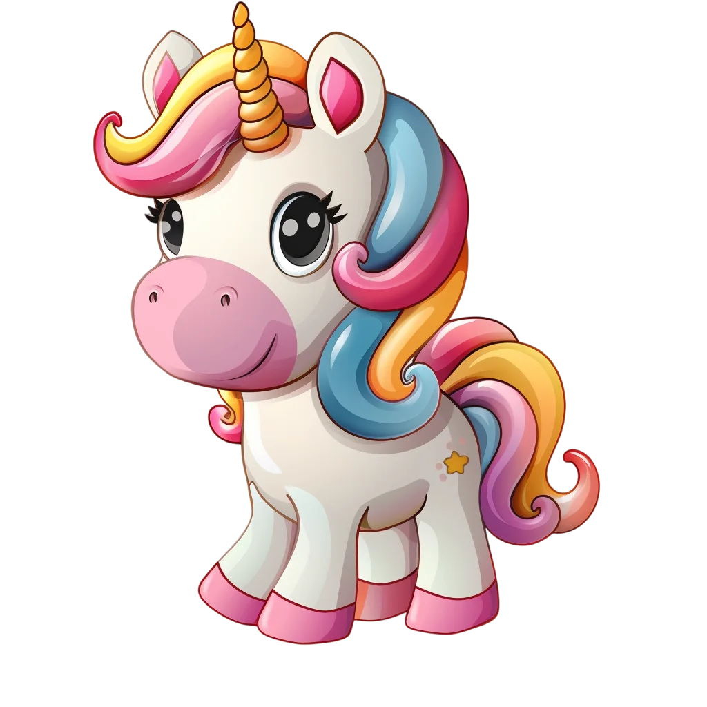 Cute 3D Baby Unicorn with Pastel Hair Free PNG