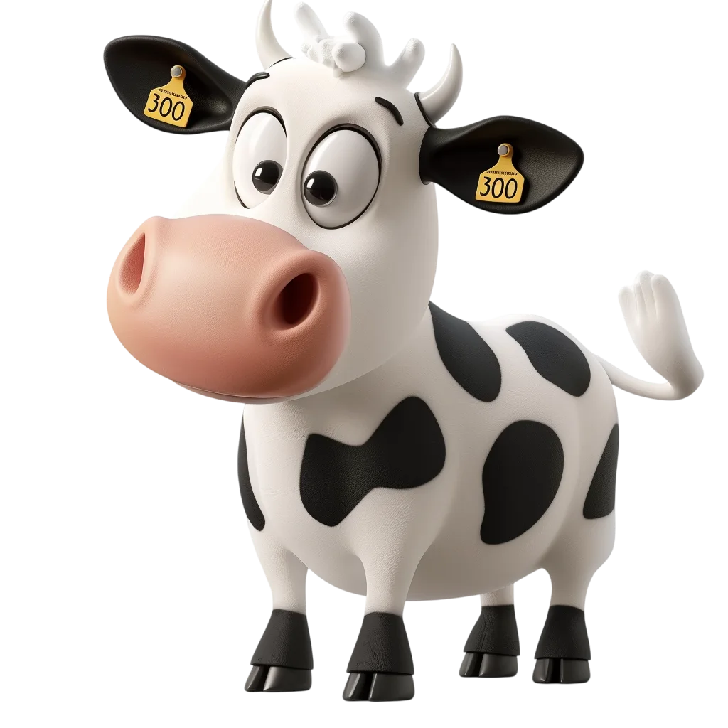 Funny 3D Cartoon Dairy Cow Character Free PNG