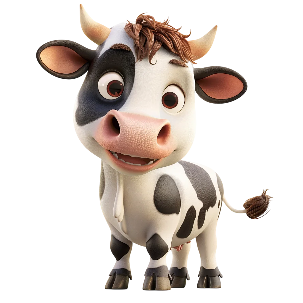 Adorable 3D Cartoon Calf Sitting Free PNG Cutout