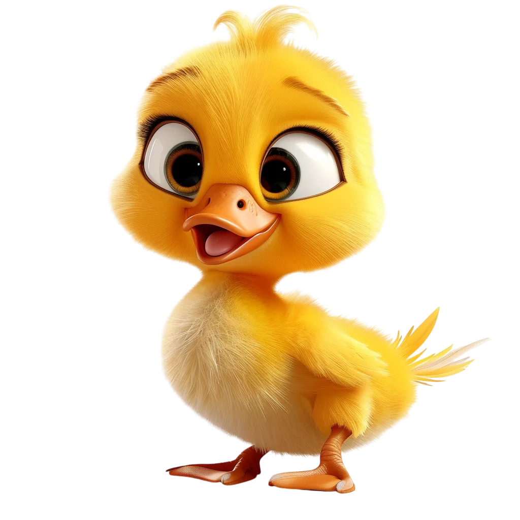 Adorable 3D Cartoon Yellow Baby Duck Free PNG Cutout
