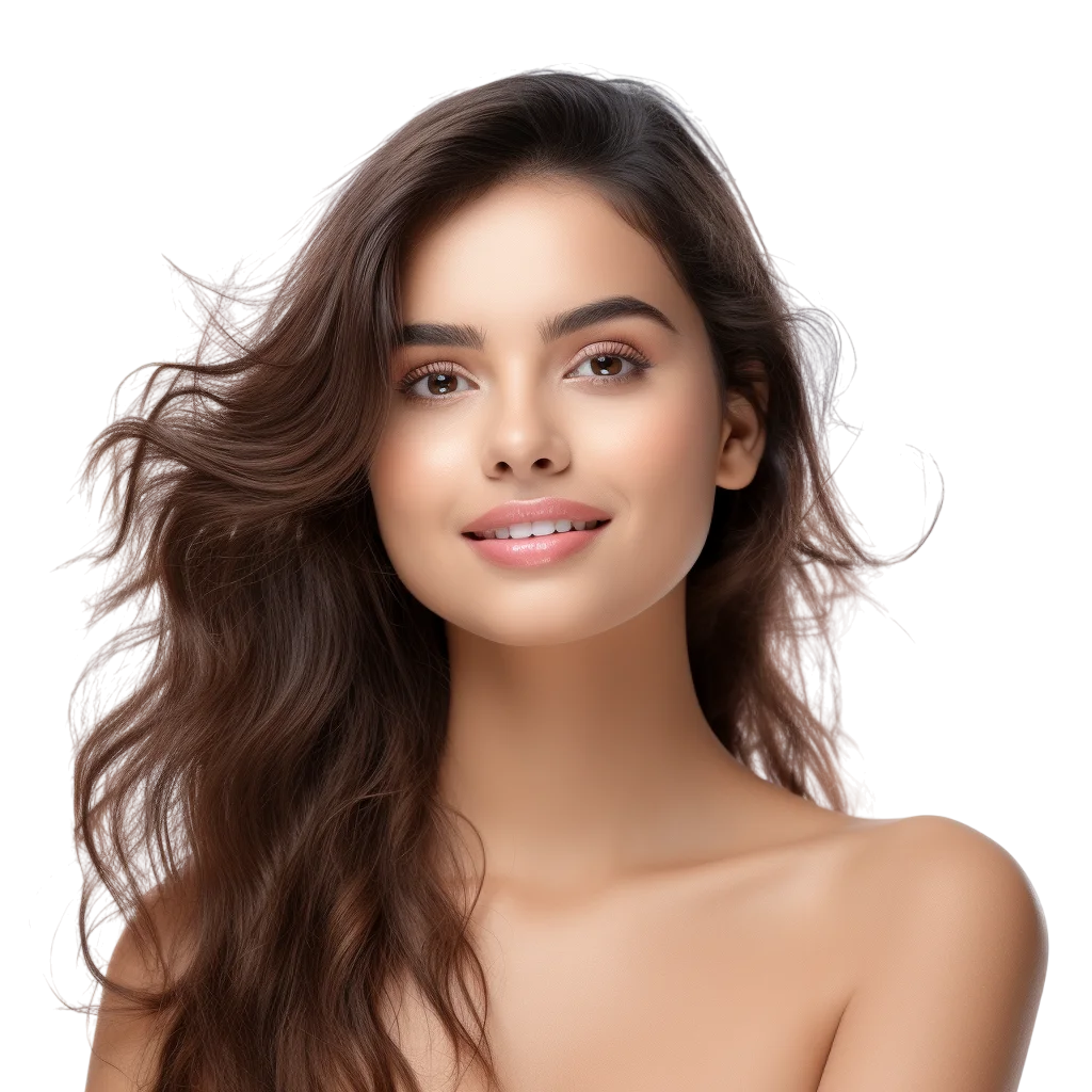 Gorgeous Woman with Voluminous Wavy Hair Free PNG Cutout