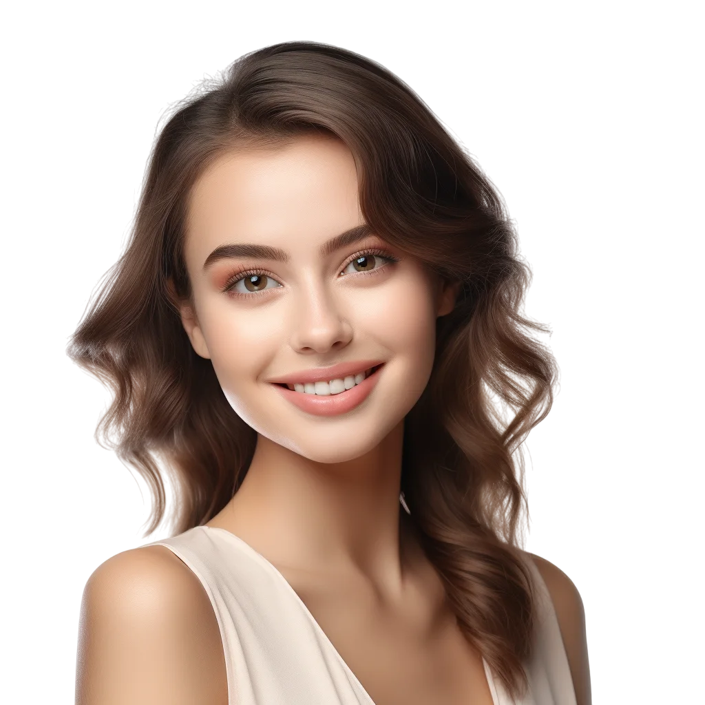 Smiling Brunette Woman in Casual Sleeveless Top Free PNG