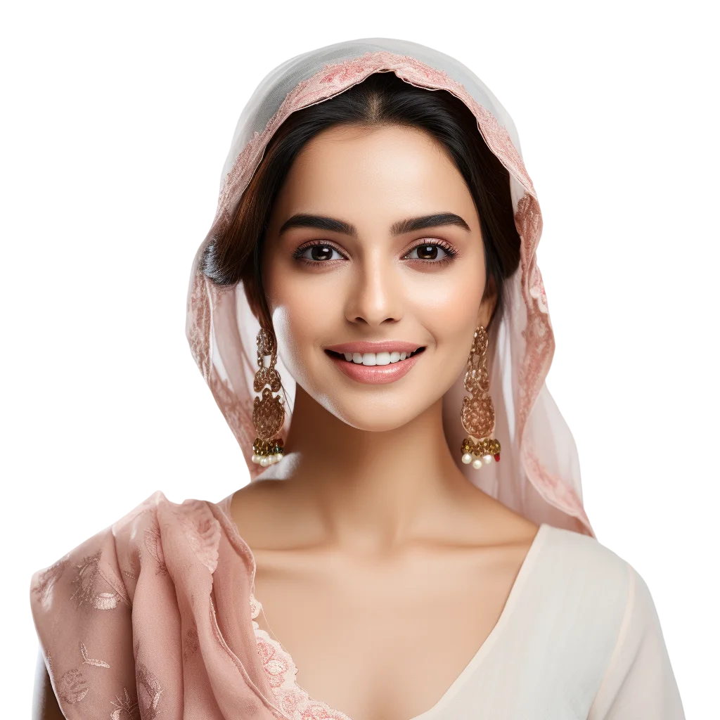 Smiling Arab Woman Wearing Pink Headscarf Free PNG