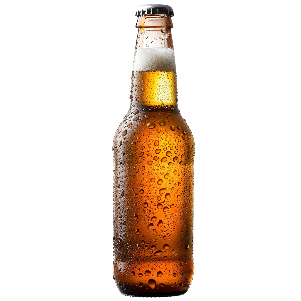 Amber Glass Beer Bottle Blank Mockup Free PNG