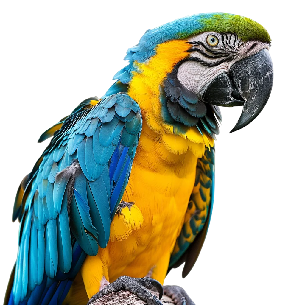 Blue and Yellow Macaw Parrot Side View Free PNG