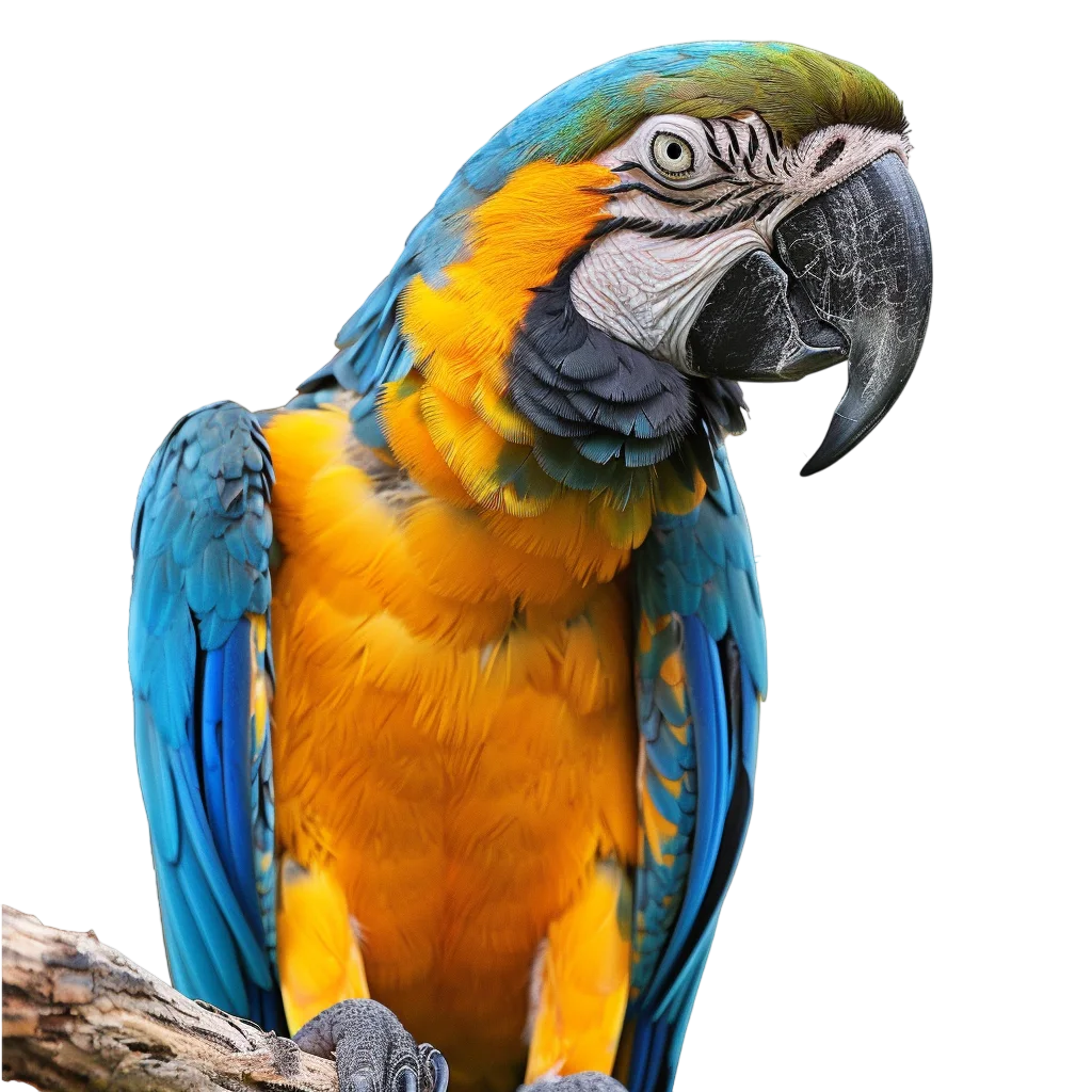 Blue and Gold Macaw Parrot Perched Free PNG Cutout