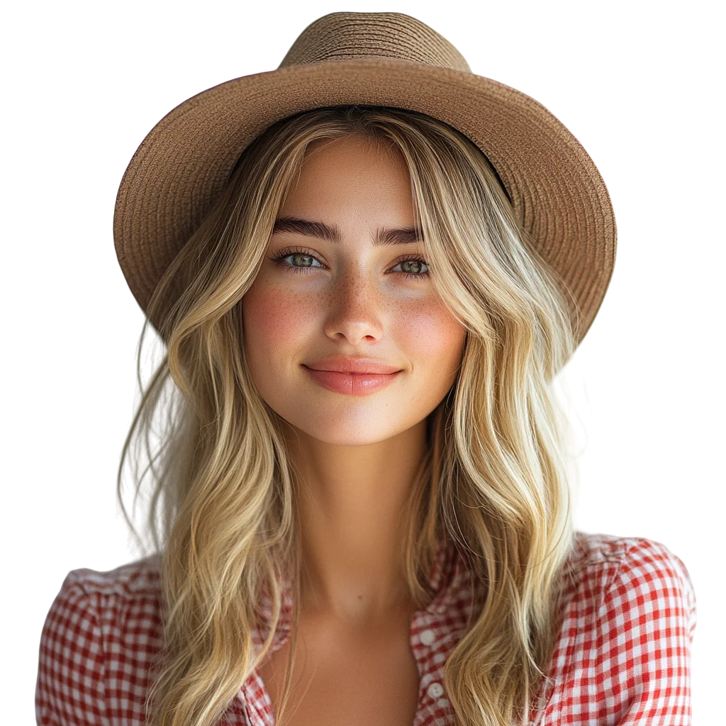 Blonde Woman Wearing Wide Brim Felt Fedora Free PNG