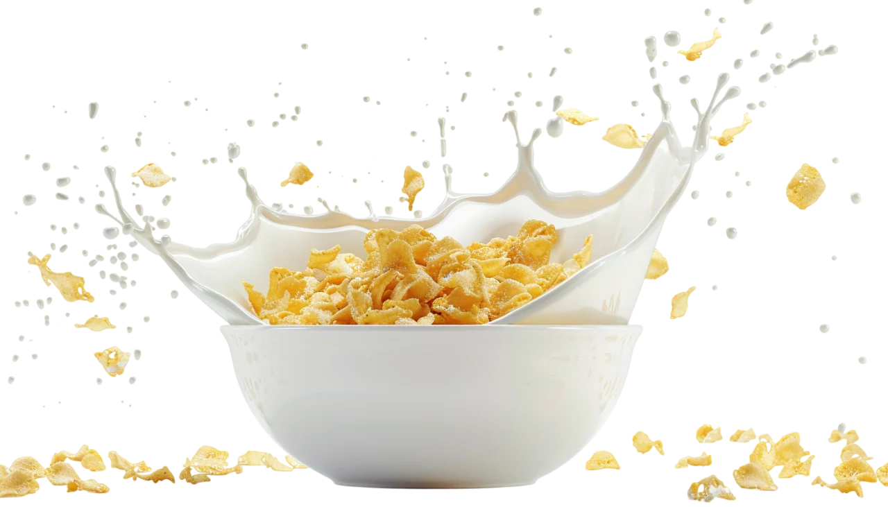 Breakfast Cereal Milk Splash Bowl Free PNG Cutout