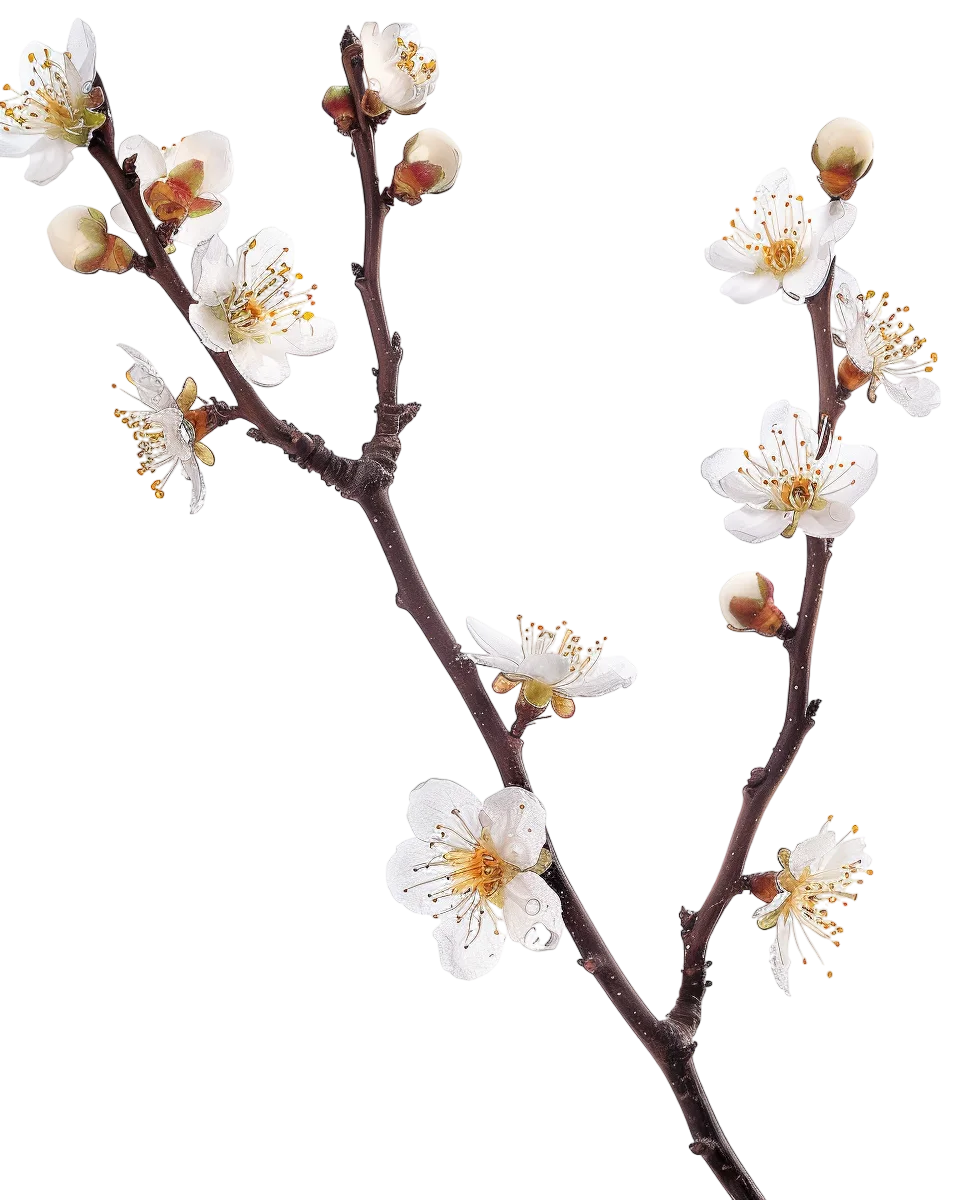 Spring Tree Branch with White Blossoms Free PNG