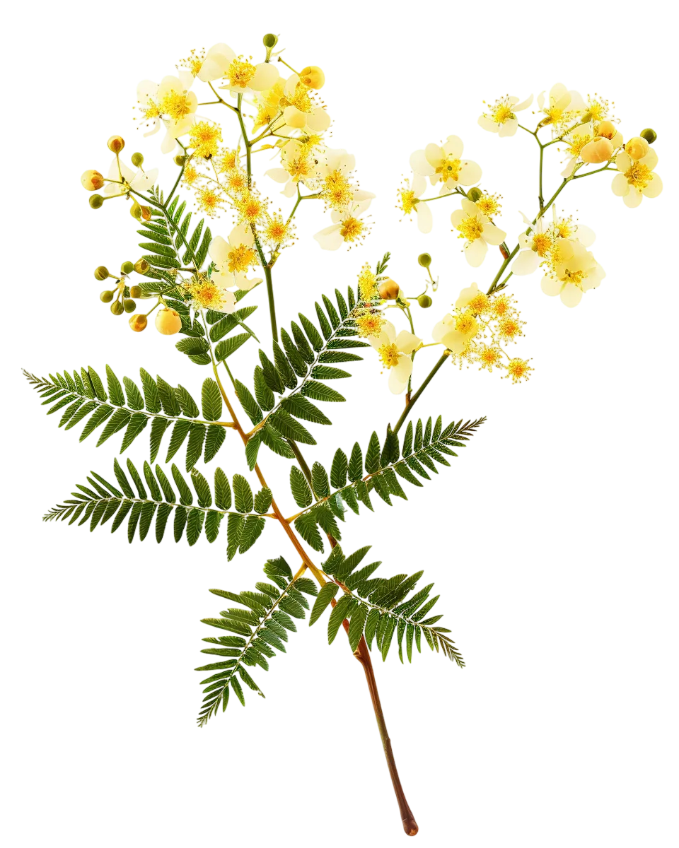 Yellow Mimosa Flower Branch Sprig Free PNG Cutout