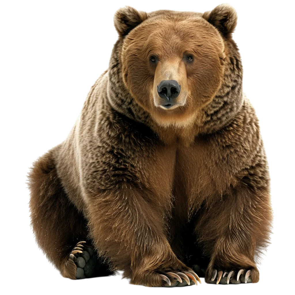 Brown Grizzly Bear Sitting Down Free PNG Cutout