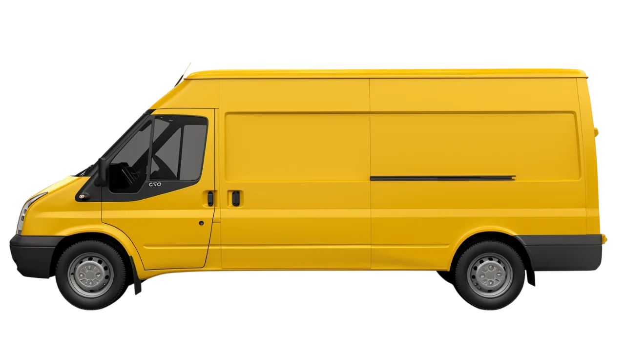 Side View Yellow Cargo Van Free PNG Cutout
