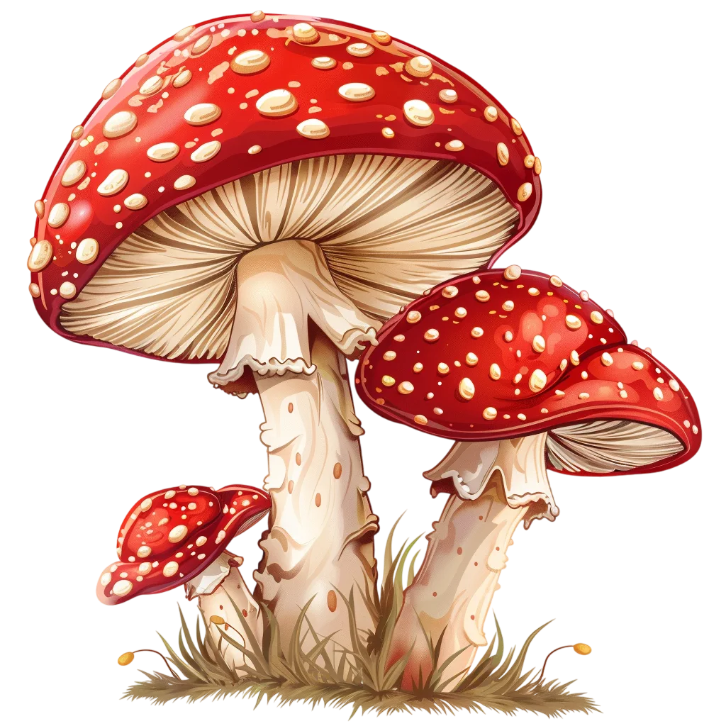 Red Mushroom Group Free PNG Image