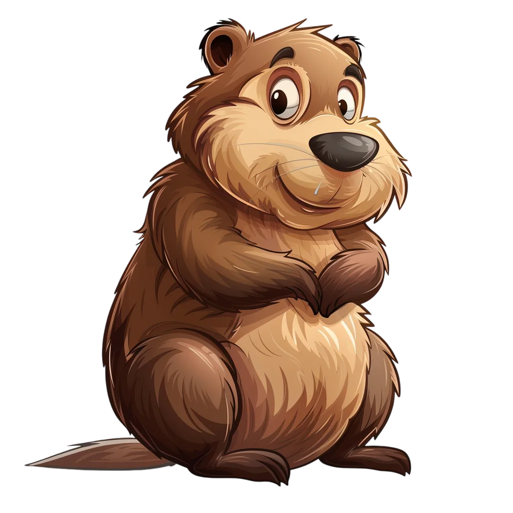 Happy Cartoon Beaver Free PNG Image