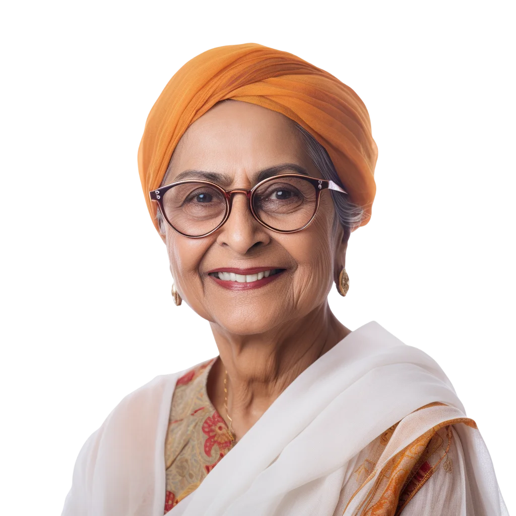 Senior Indian Woman Orange Turban Free PNG
