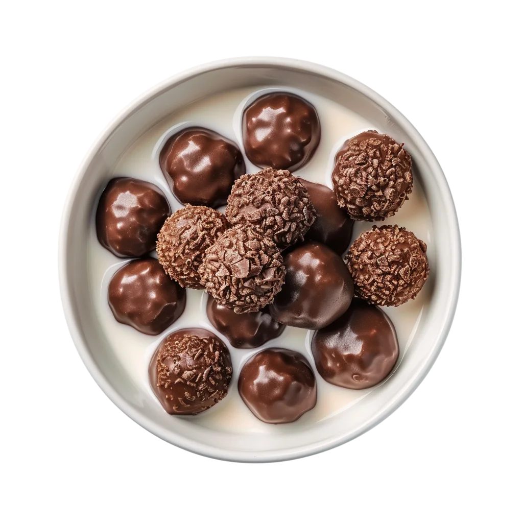Chocolate Cereal Milk Bowl Free PNG, Breakfast