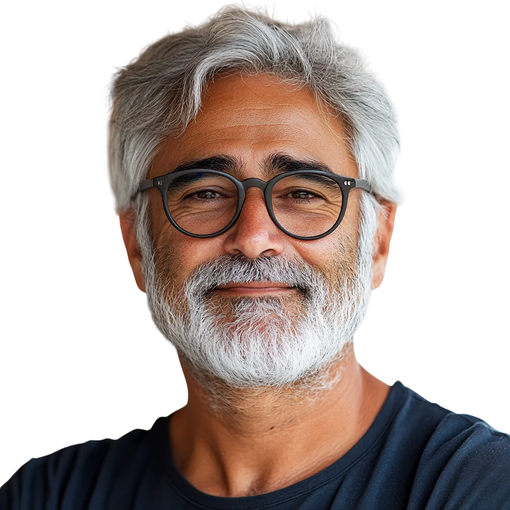 Senior Man with White Beard and Glasses Free PNG