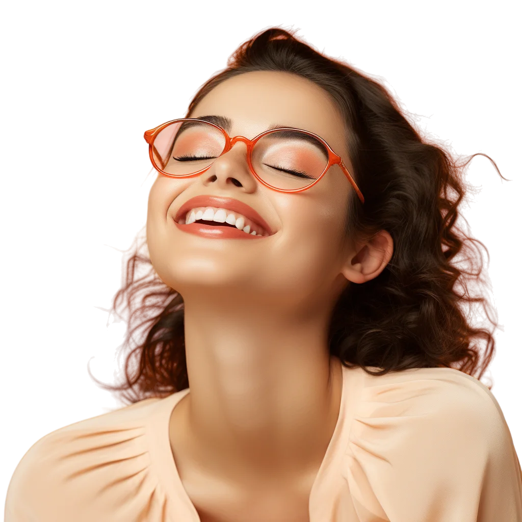 Smiling Woman Glasses Free PNG, Happy Girl Portrait