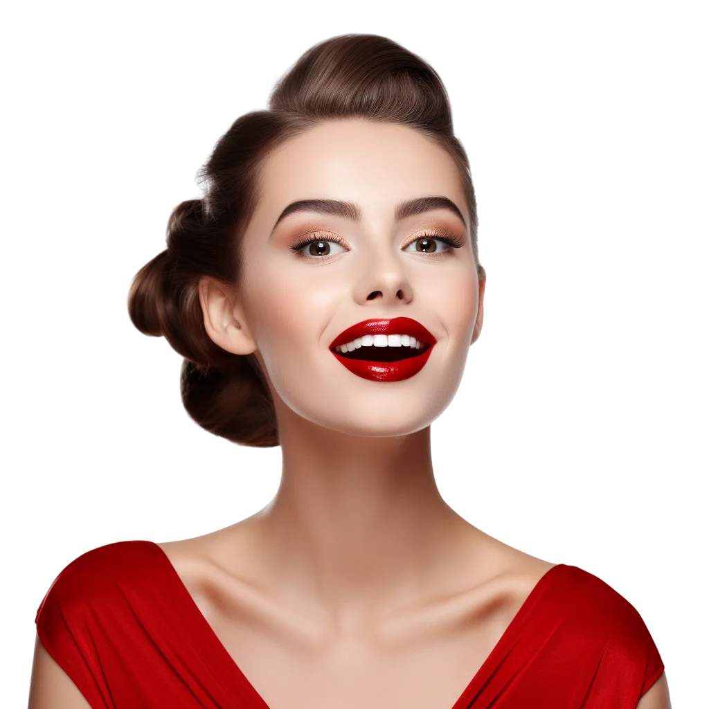 Vintage Red Dress Woman Free PNG, Retro Portrait