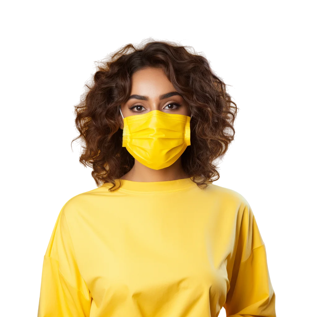 Woman Wearing Yellow Mask Free PNG Image
