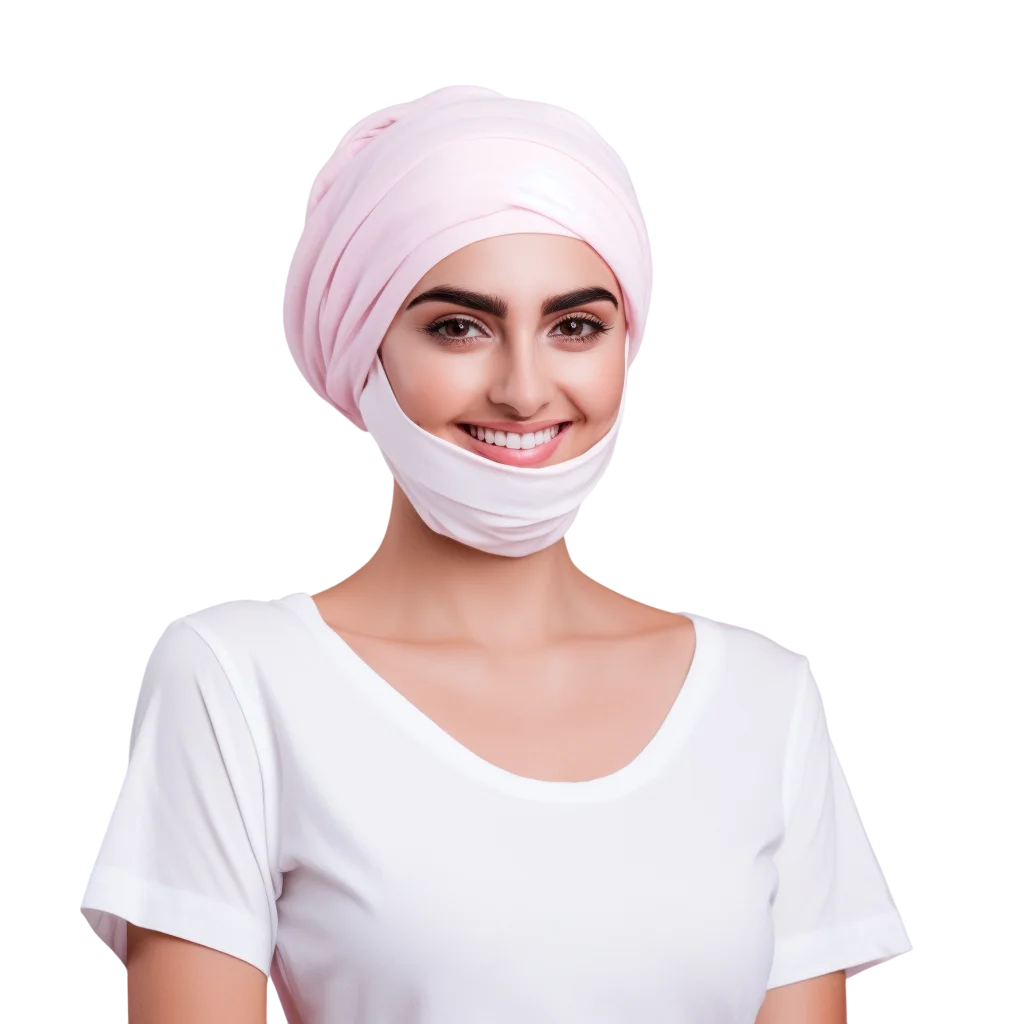 Woman with Face Bandage After Surgery Free PNG