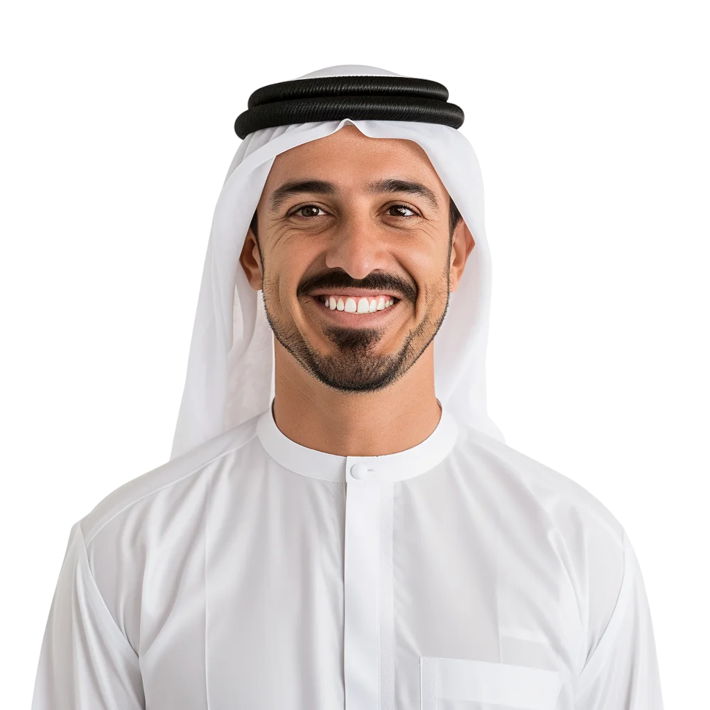 Arab Man in White Thobe and Ghutra Free PNG