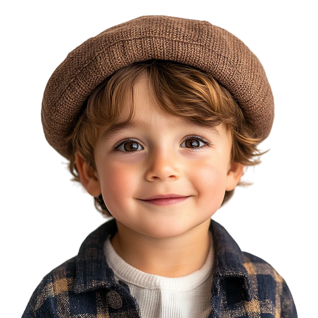 Charming Little Boy in French Wool Beret Free PNG