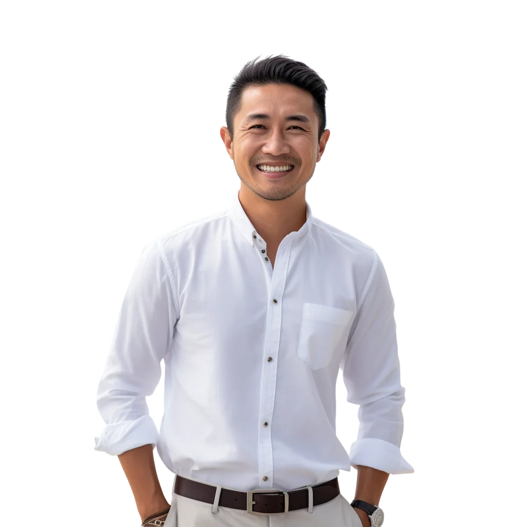 Asian Businessman in White Shirt Free PNG Cutout