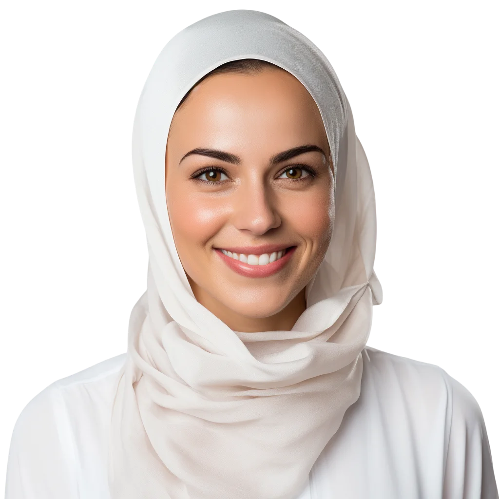 Smiling Arab Woman Wearing White Hijab Free PNG