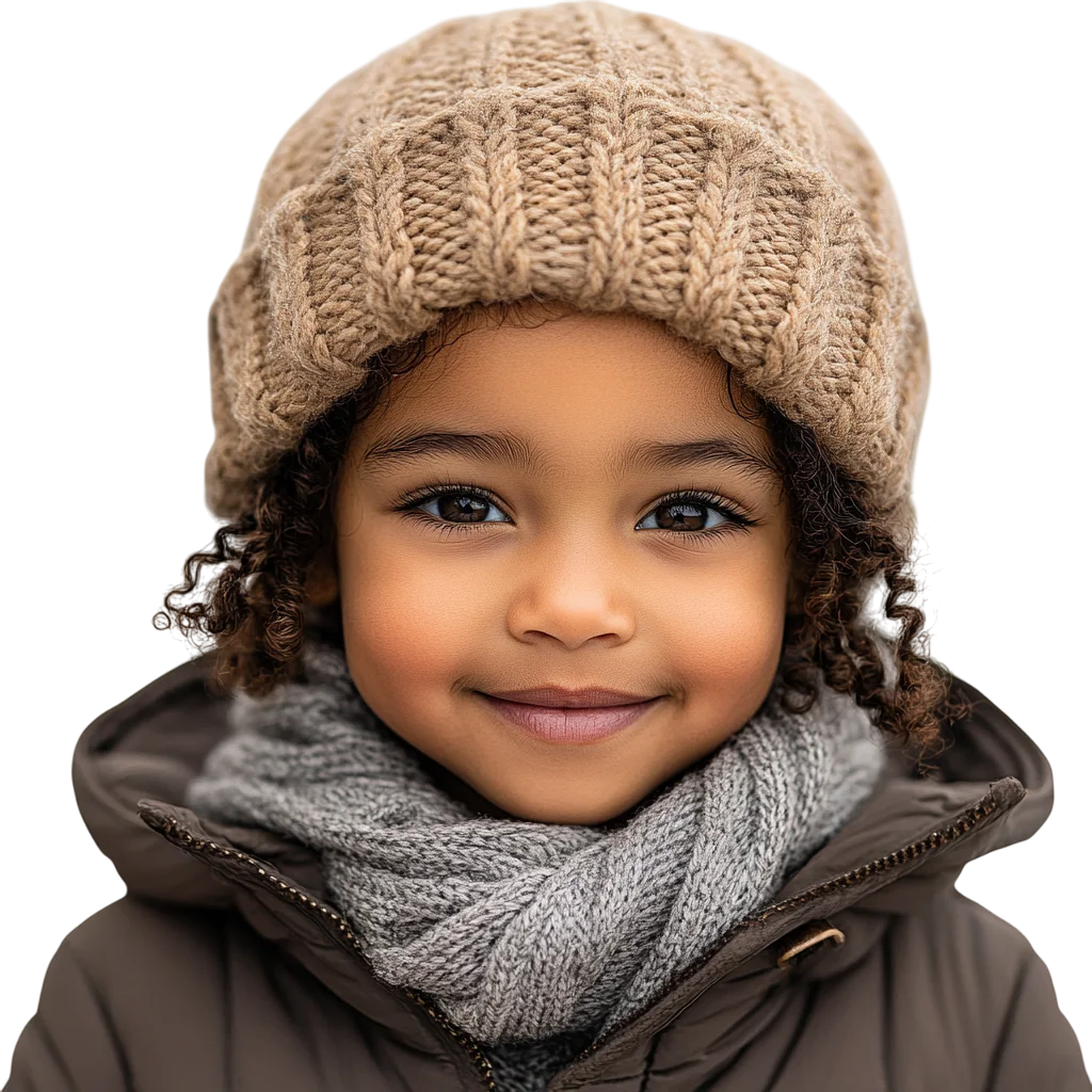 Cute Girl Wearing Knitted Beanie and Scarf Free PNG