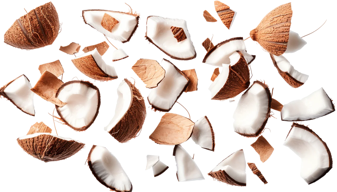 Coconut Flakes Free PNG, Flying Coconut Pieces