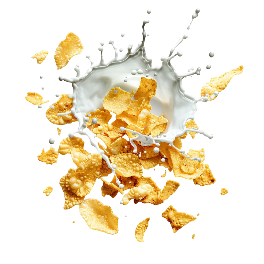 Corn Flakes Milk Splash Free PNG, Breakfast Cereal